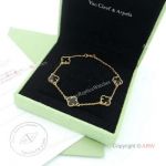 V C A Magic Alhambra MINI 10mm Bracelet Black Onyx &Gold Hardware